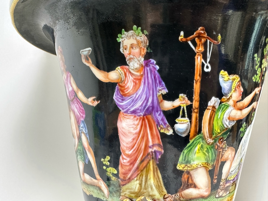 Pair Of Vintage Hand Painted Porcelain Urn Lamps 32H [Photo 12]