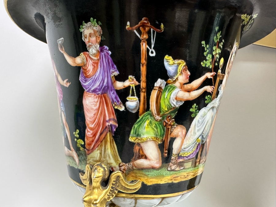 Pair Of Vintage Hand Painted Porcelain Urn Lamps 32H [Photo 10]