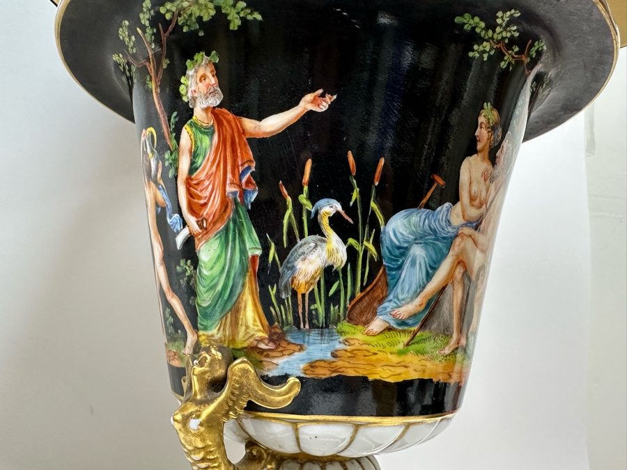 Pair Of Vintage Hand Painted Porcelain Urn Lamps 32H [Photo 25]