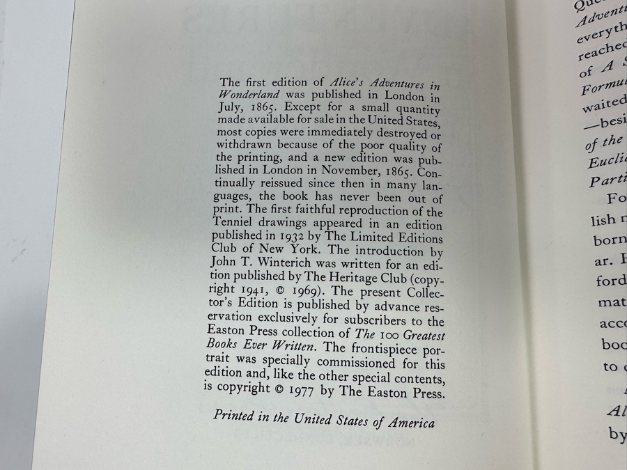 Easton Press Leather Bound Collector’s Edition Book Alice’s Adventures In Wonderland By Lewis Carroll [Photo 6]
