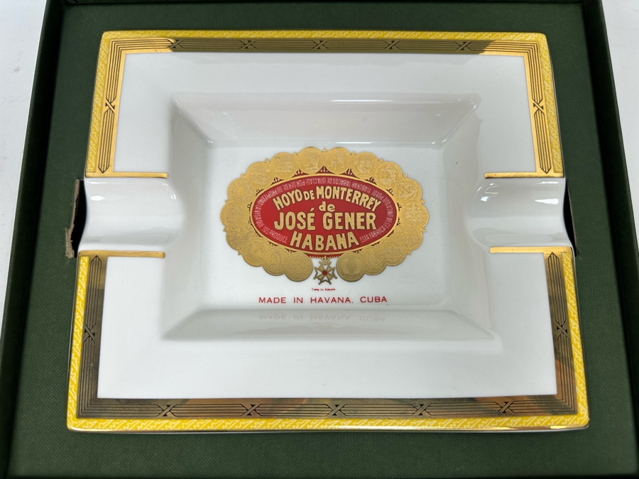 New Vintage Cigar Advertising Ashtray Hoyo De Monterrey De Jose Gener Habana Made In Havana, Cuba With Box 7.5 X 6.5 [Photo 3]