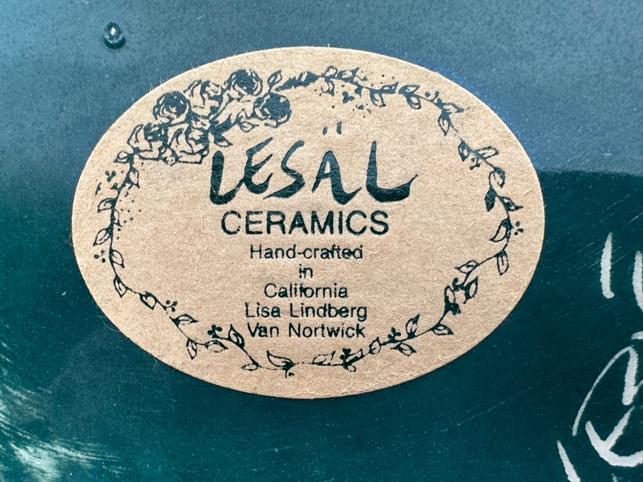 Large Hand Painted Ceramic Bowl By Lesal Ceramics Lisa Lindberg Van Nortwick With Fruit Decorations 15.5W X 12.5D X 3.5H [Photo 9]