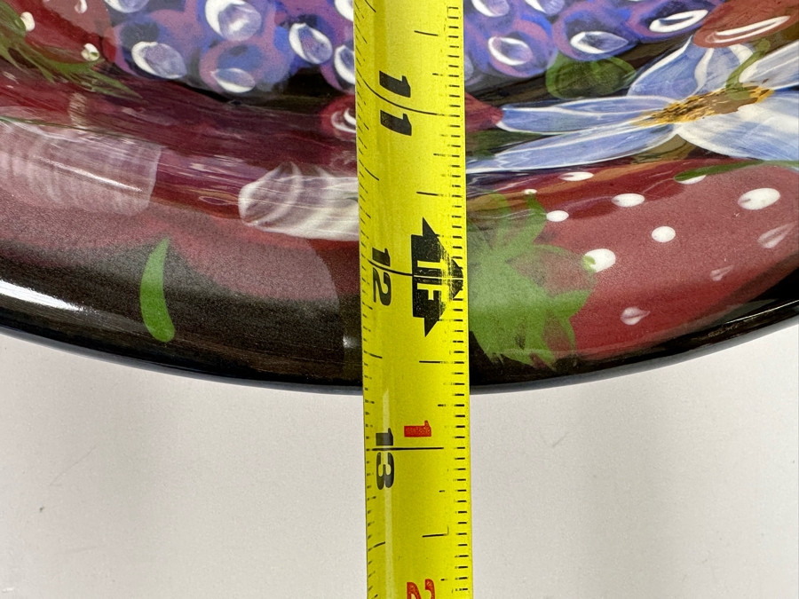 Large Hand Painted Ceramic Bowl By Lesal Ceramics Lisa Lindberg Van Nortwick With Fruit Decorations 15.5W X 12.5D X 3.5H [Photo 11]