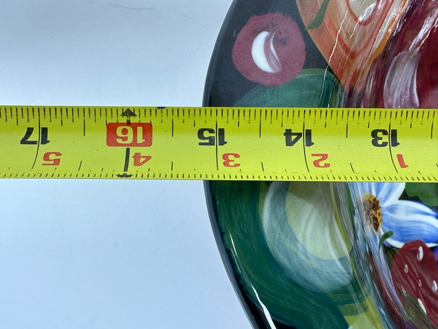 Large Hand Painted Ceramic Bowl By Lesal Ceramics Lisa Lindberg Van Nortwick With Fruit Decorations 15.5W X 12.5D X 3.5H [Photo 10]