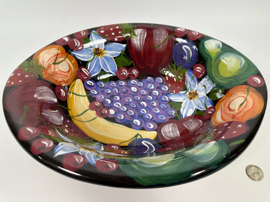 Large Hand Painted Ceramic Bowl By Lesal Ceramics Lisa Lindberg Van