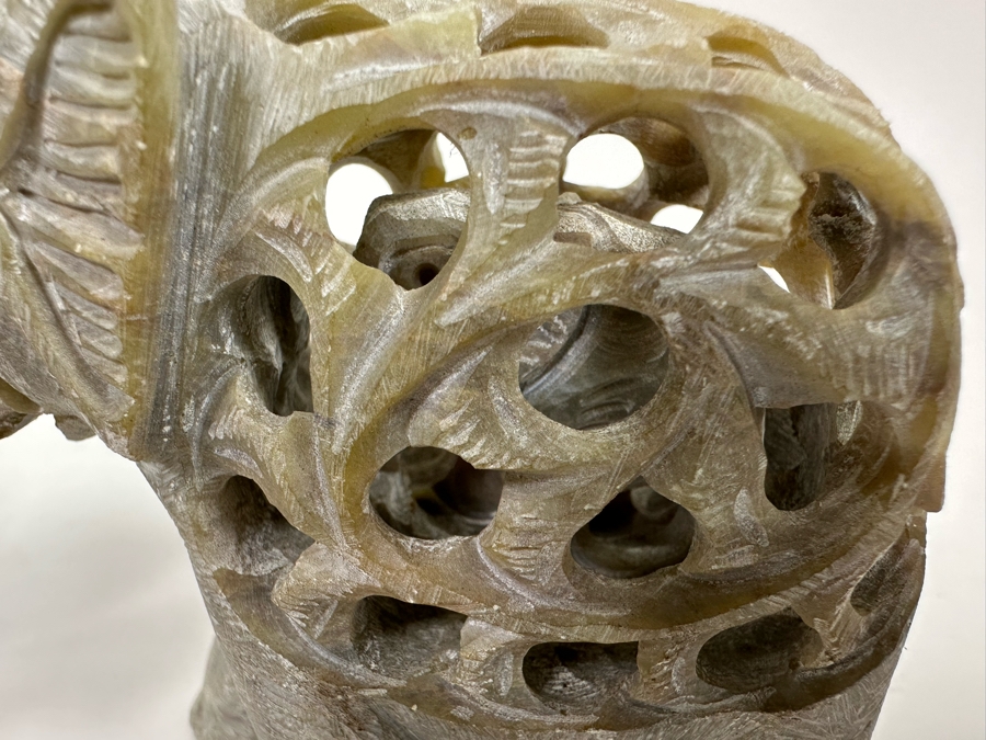 Carved Stone Elephant Within An Elephant Figurine 4.5W And Carved Wooden Rocking Elephant From Thailand 10W [Photo 5]