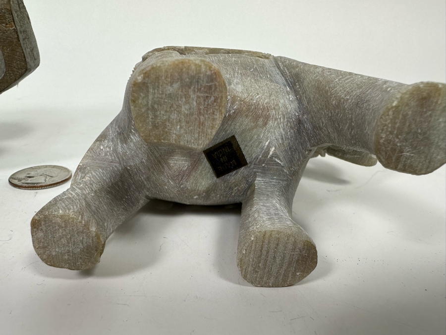 Carved Stone Elephant Within An Elephant Figurine 4.5W And Carved Wooden Rocking Elephant From Thailand 10W [Photo 11]