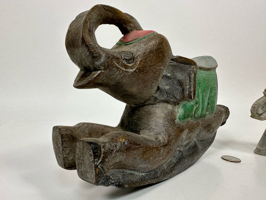 Carved Stone Elephant Within An Elephant Figurine 4.5W And Carved ...