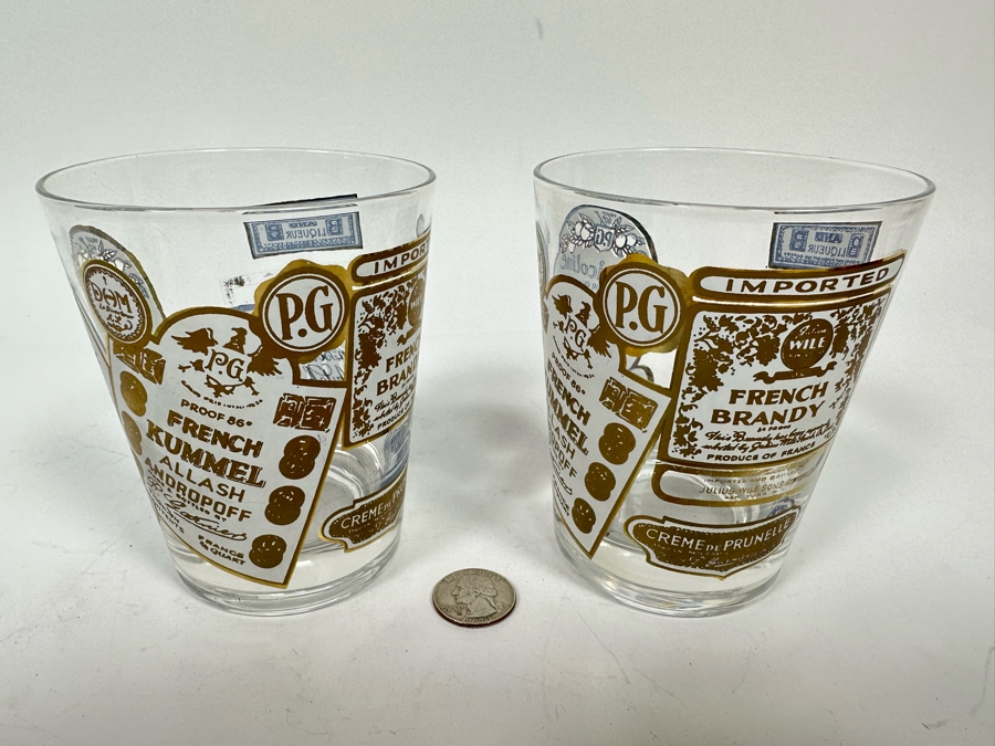 Pair Of Vintage Brandy Glasses 4.25H