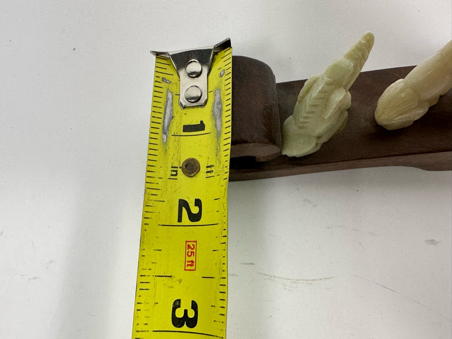 Chinese Hand Carved Stone Animal Figurines On Wooden Arch Bridge Stand 20W X 1D X 2.5H [Photo 19]