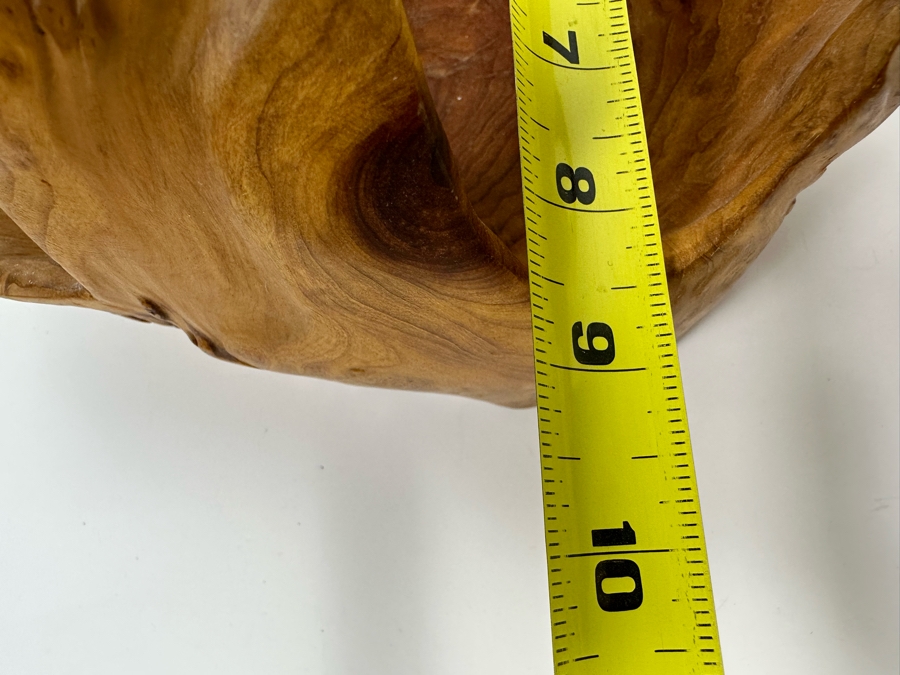 Pair Of Vintage Boho Hand Carved Burl Wood Basket 10W X 9D X 8H [Photo 18]