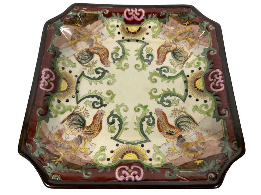 Signed Hand Painted Chinese Porcelain Dish Tray 8 X 8