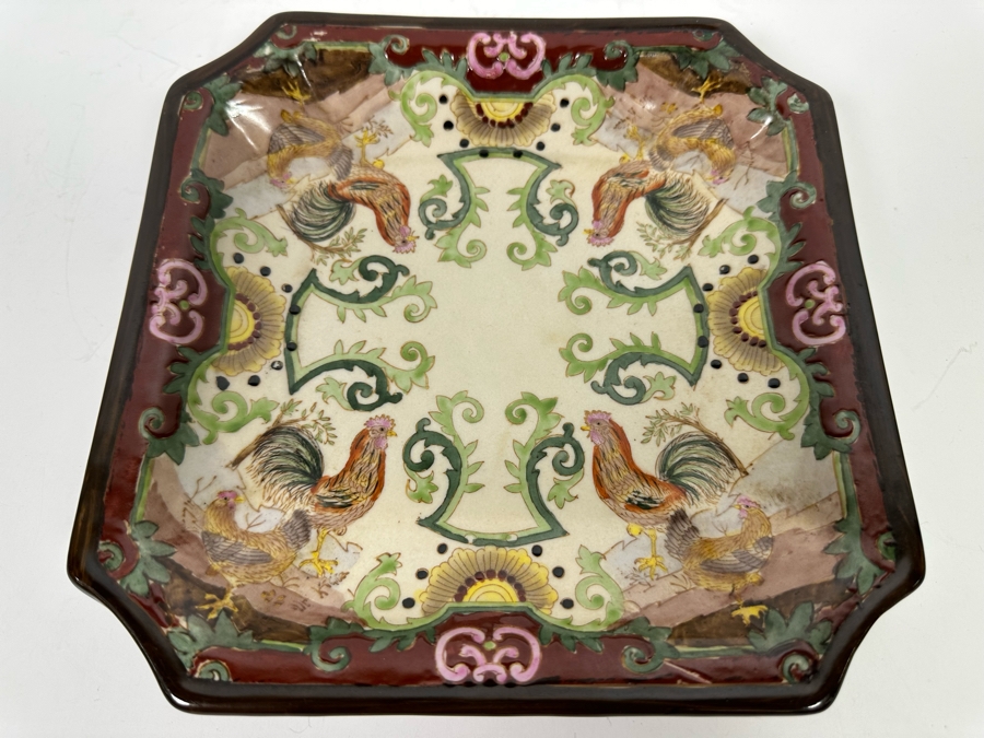 Signed Hand Painted Chinese Porcelain Dish Tray 8 X 8 [Photo 2]