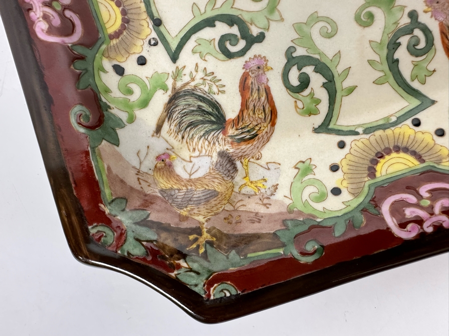 Signed Hand Painted Chinese Porcelain Dish Tray 8 X 8 [Photo 4]