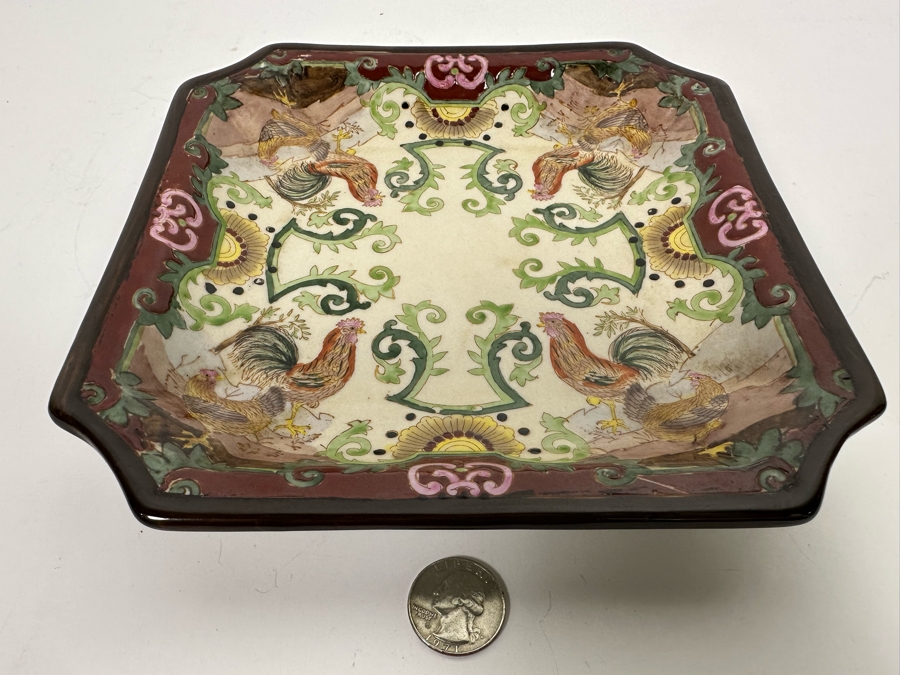 Signed Hand Painted Chinese Porcelain Dish Tray 8 X 8 [Photo 8]
