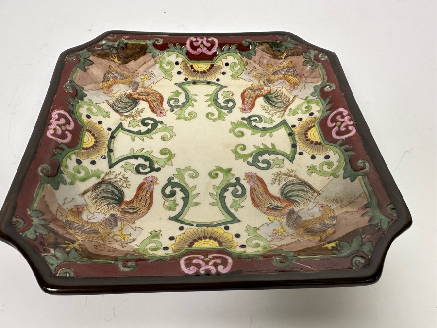 Signed Hand Painted Chinese Porcelain Dish Tray 8 X 8 [Photo 7]