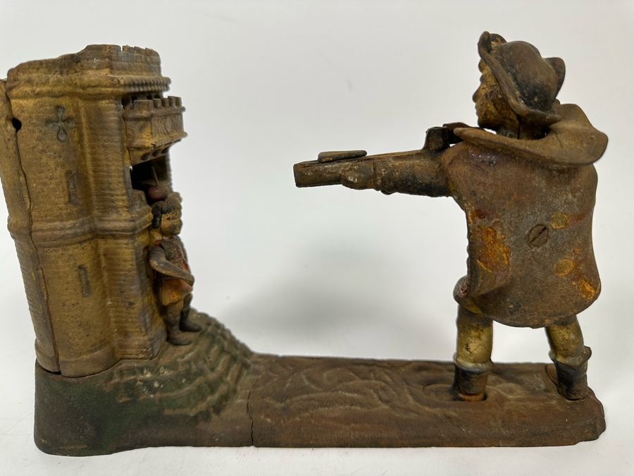 Antique Cast Iron William Tell Mechanical Bank (Note That Base Is Separated And Needs Repairs) 10W X 3.5D X 6.5H - See Photos [Photo 17]
