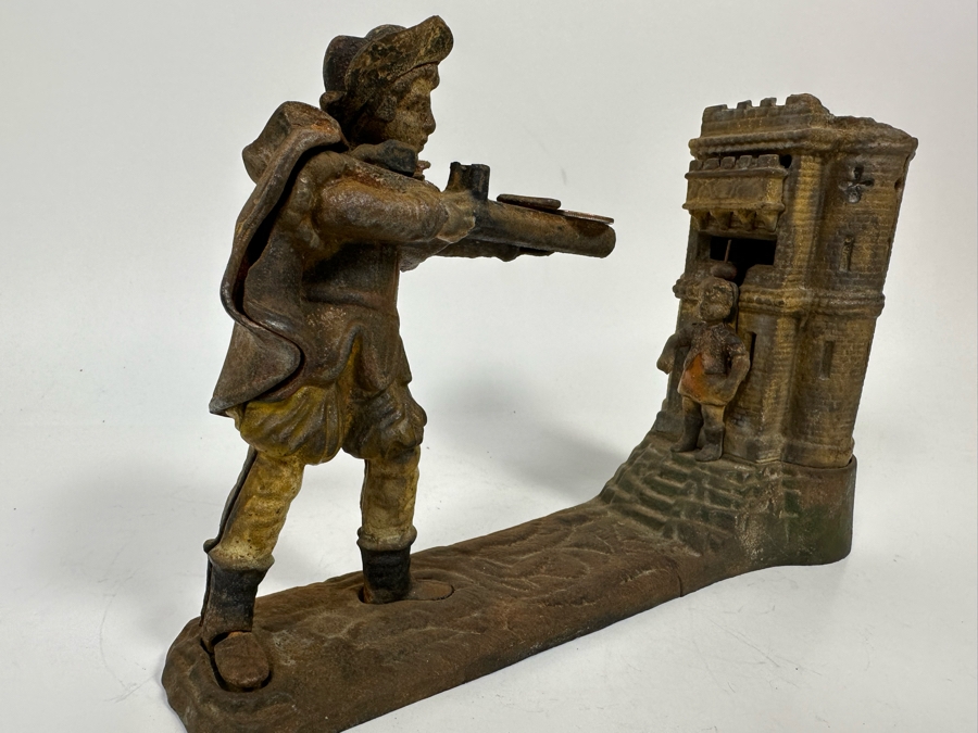 Antique Cast Iron William Tell Mechanical Bank (Note That Base Is Separated And Needs Repairs) 10W X 3.5D X 6.5H - See Photos [Photo 4]