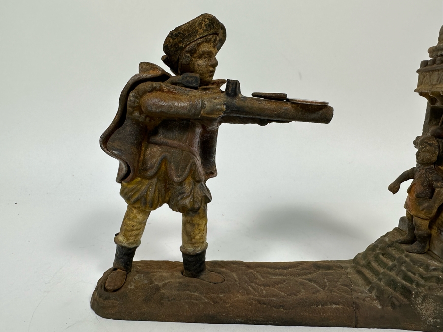 Antique Cast Iron William Tell Mechanical Bank (Note That Base Is Separated And Needs Repairs) 10W X 3.5D X 6.5H - See Photos [Photo 6]