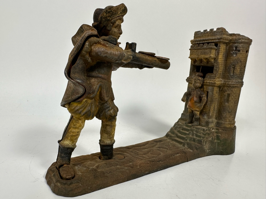 Antique Cast Iron William Tell Mechanical Bank (Note That Base Is Separated And Needs Repairs) 10W X 3.5D X 6.5H - See Photos [Photo 5]