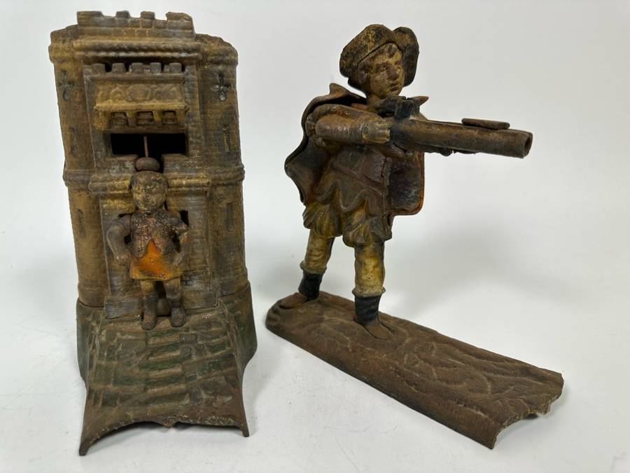 Antique Cast Iron William Tell Mechanical Bank (Note That Base Is Separated And Needs Repairs) 10W X 3.5D X 6.5H - See Photos [Photo 19]