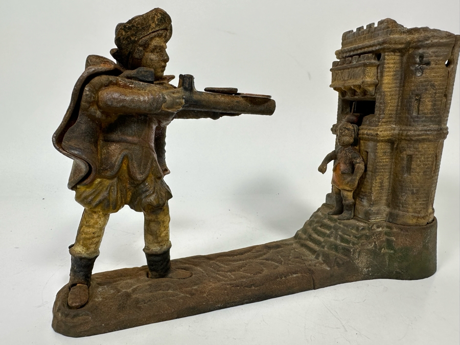 Antique Cast Iron William Tell Mechanical Bank (Note That Base Is Separated And Needs Repairs) 10W X 3.5D X 6.5H - See Photos [Photo 2]