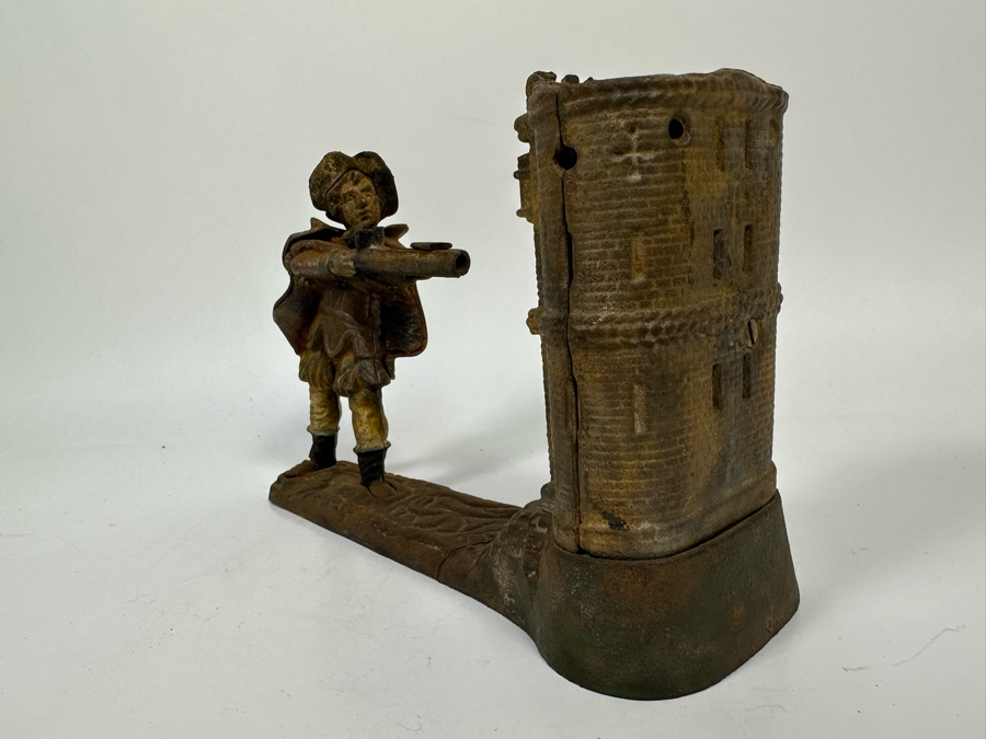 Antique Cast Iron William Tell Mechanical Bank (Note That Base Is Separated And Needs Repairs) 10W X 3.5D X 6.5H - See Photos [Photo 14]