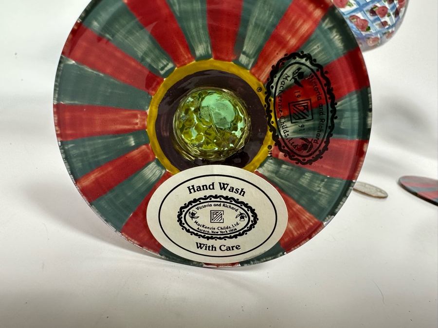 Victoria And Richard MacKenzie-Childs Ltd Hand Painted Stemware Glasses Set Of 5 6.5H [Photo 8]