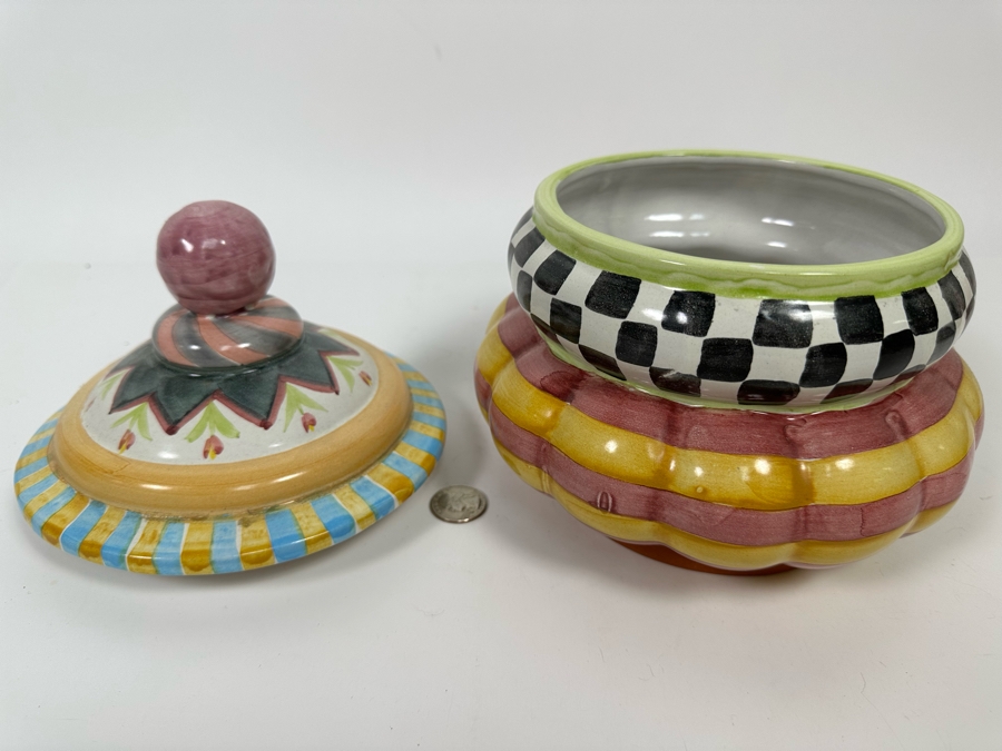 Victoria And Richard MacKenzie-Childs Ltd Hand Painted Small Canister Jar With Lid 9.5H [Photo 7]