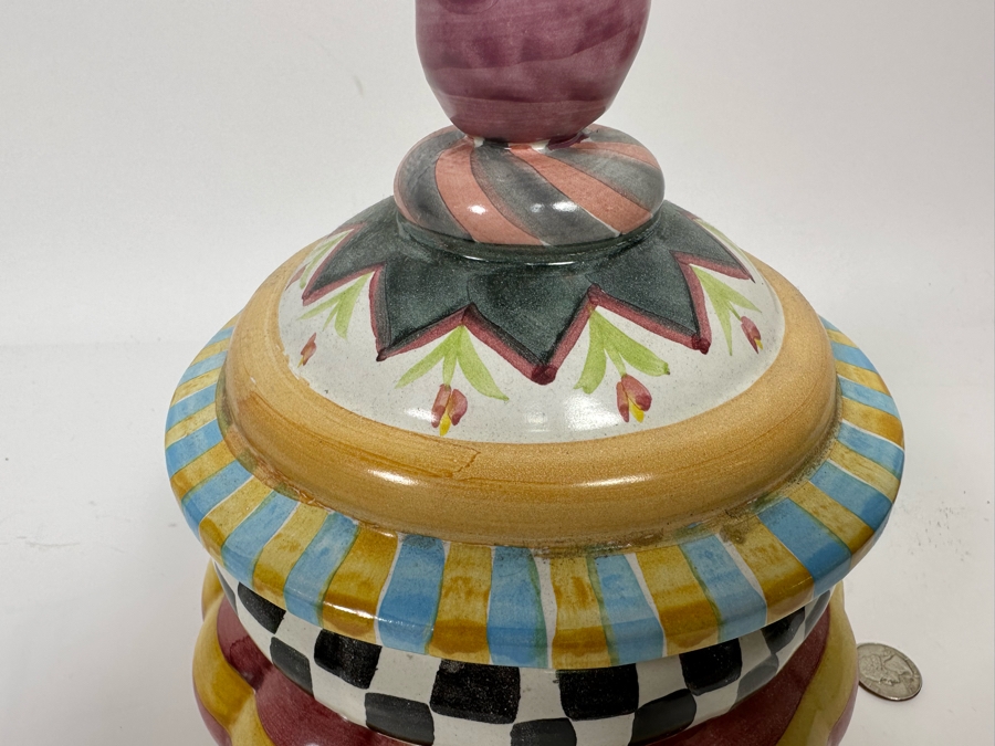 Victoria And Richard MacKenzie-Childs Ltd Hand Painted Small Canister Jar With Lid 9.5H [Photo 6]