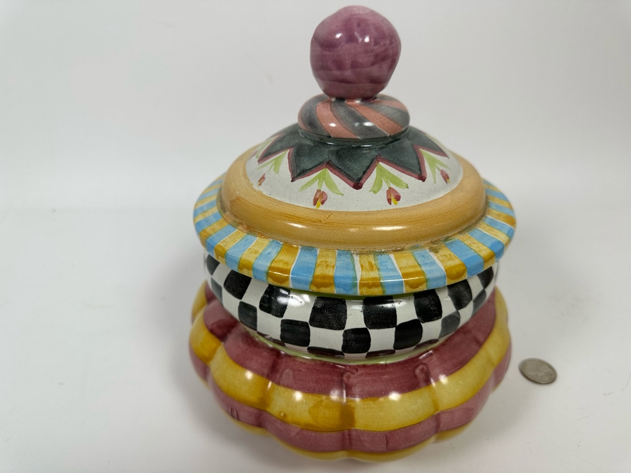 Victoria And Richard MacKenzie-Childs Ltd Hand Painted Small Canister Jar With Lid 9.5H [Photo 4]