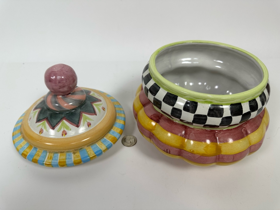 Victoria And Richard MacKenzie-Childs Ltd Hand Painted Small Canister Jar With Lid 9.5H [Photo 8]