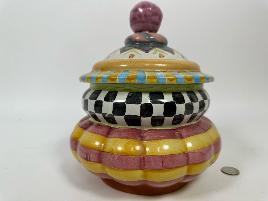 Victoria And Richard MacKenzie-Childs Ltd Hand Painted Small Canister Jar With Lid 9.5H [Photo 3]