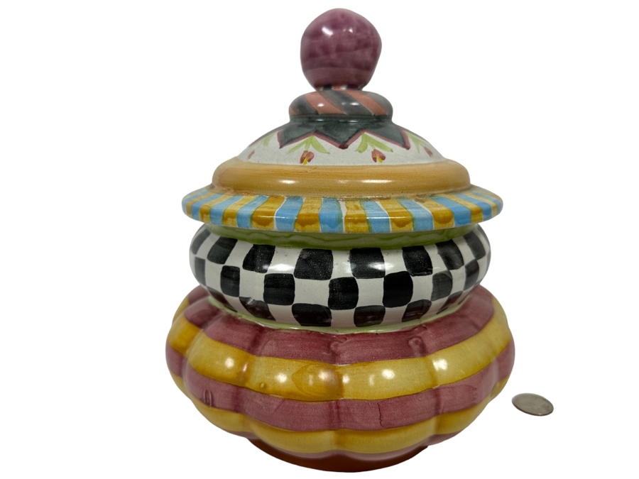 Victoria And Richard MacKenzie-Childs Ltd Hand Painted Small Canister Jar With Lid 9.5H [Photo 1]