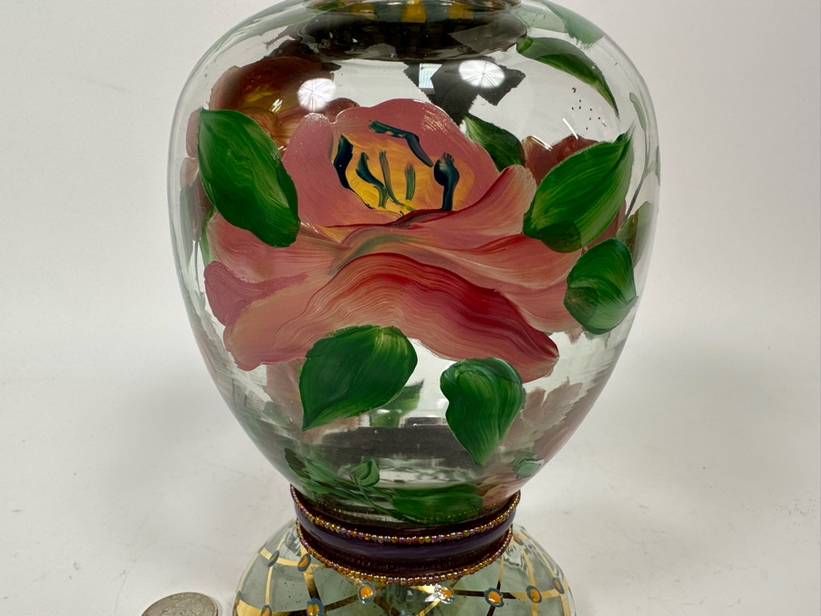 Victoria And Richard MacKenzie-Childs Ltd Hand Painted Glass Vase 8.5H [Photo 3]