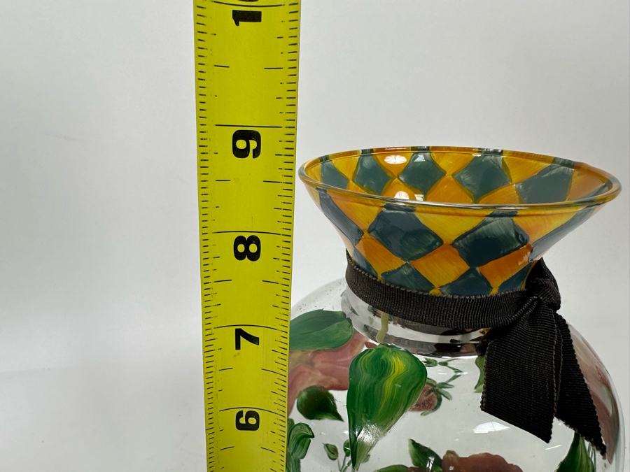 Victoria And Richard MacKenzie-Childs Ltd Hand Painted Glass Vase 8.5H [Photo 10]