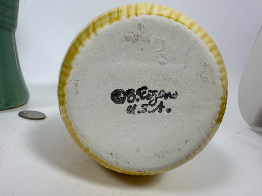 Pair Of USA Pottery Vases One Of Right Is Signed Barbara Eigen 8H And 10H [Photo 6]