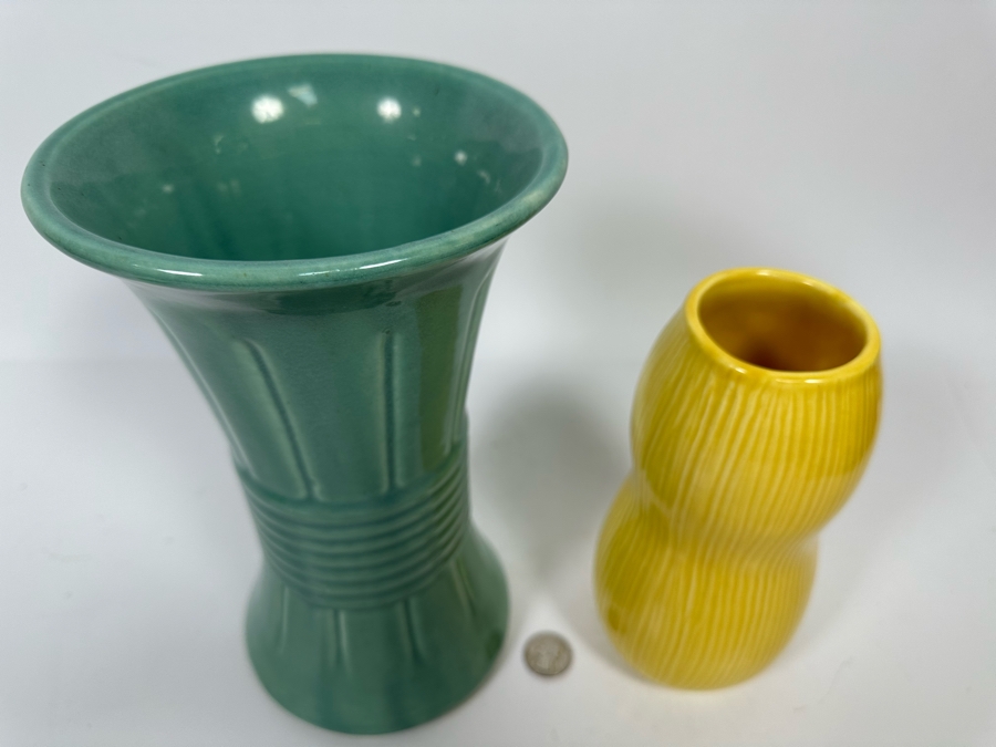 Pair Of USA Pottery Vases One Of Right Is Signed Barbara Eigen 8H And 10H [Photo 4]