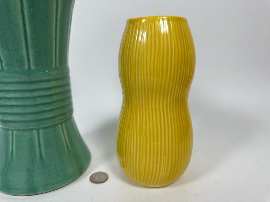 Pair Of USA Pottery Vases One Of Right Is Signed Barbara Eigen 8H And 10H [Photo 3]