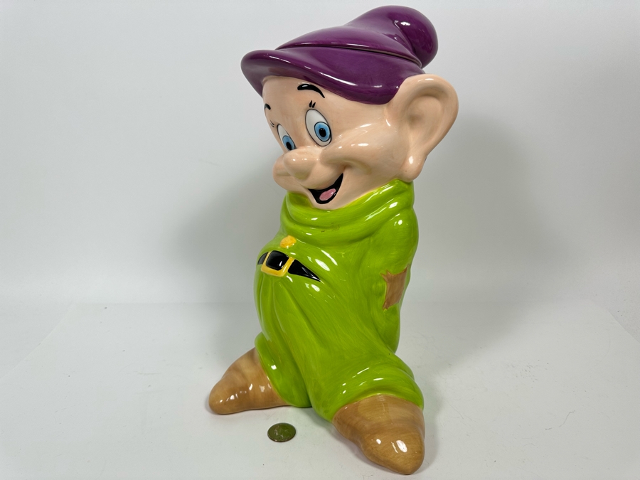 Disney Dopey From Snow White And The Seven Dwarfs Cookie Jar Treasure Craft 8.5W X 9D X 14H [Photo 4]