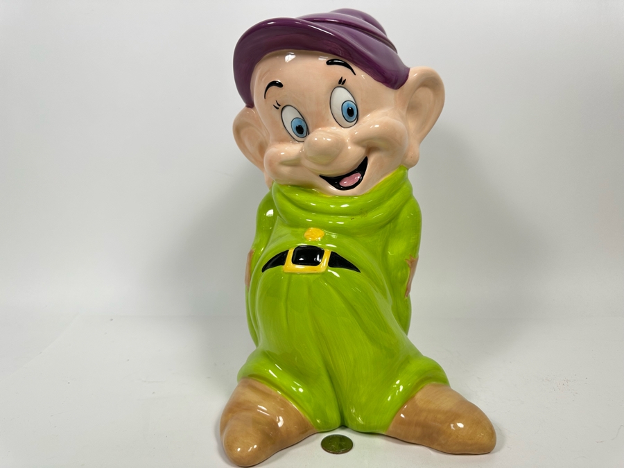 Disney Dopey From Snow White And The Seven Dwarfs Cookie Jar Treasure Craft 8.5W X 9D X 14H [Photo 3]