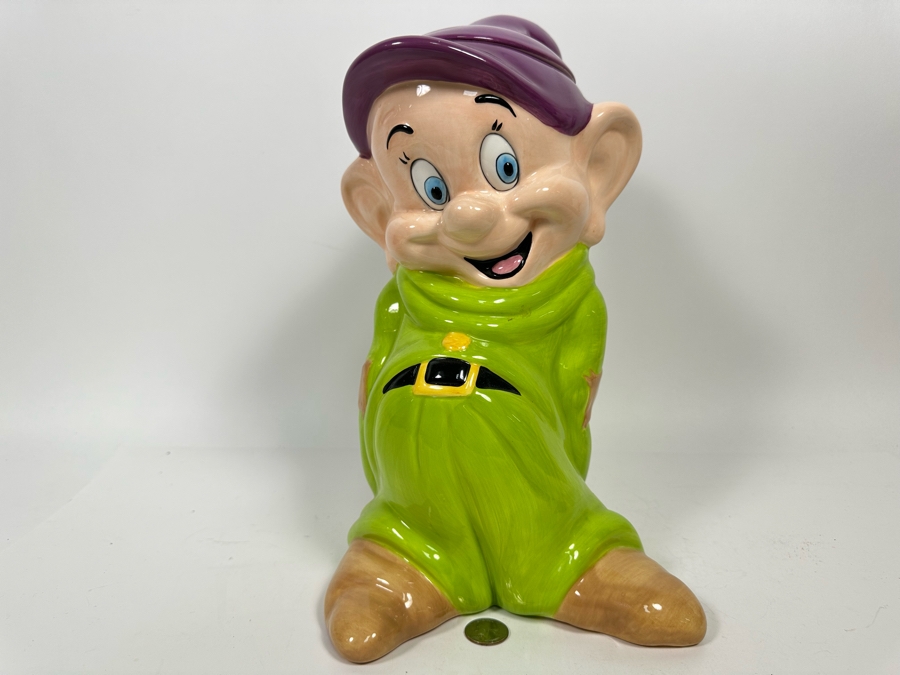 Disney Dopey From Snow White And The Seven Dwarfs Cookie Jar Treasure Craft 8.5W X 9D X 14H [Photo 2]