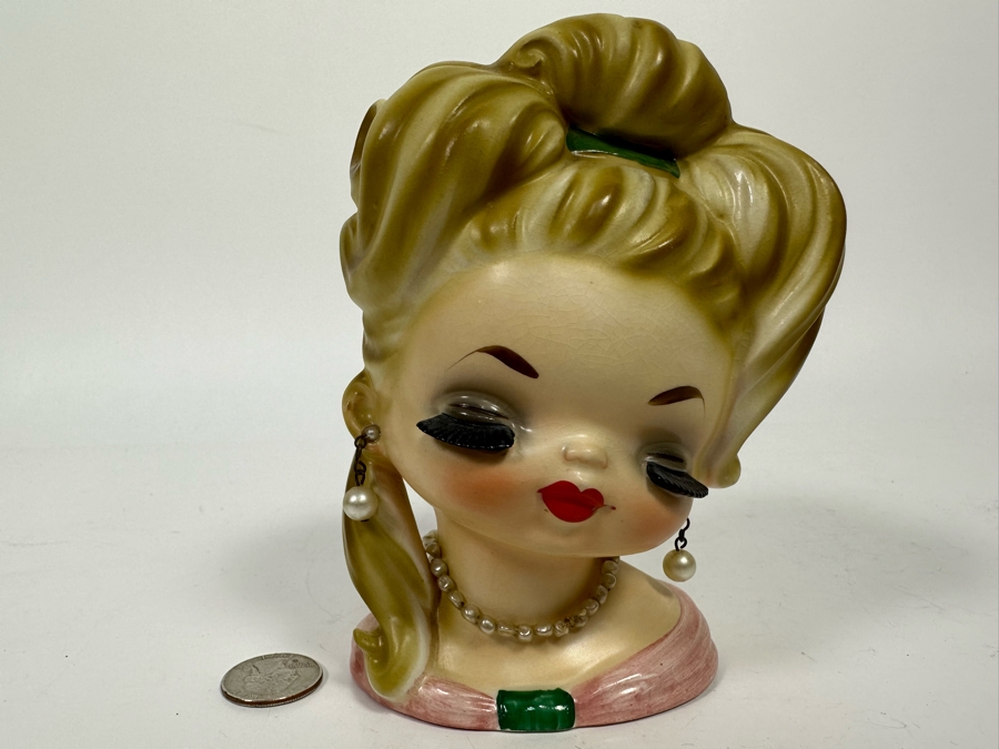 Vintage Head Vase With Pearls 5.5H [Photo 2]