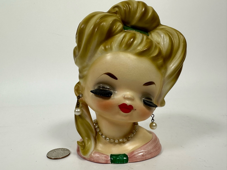 Vintage Head Vase With Pearls 5.5H [Photo 3]