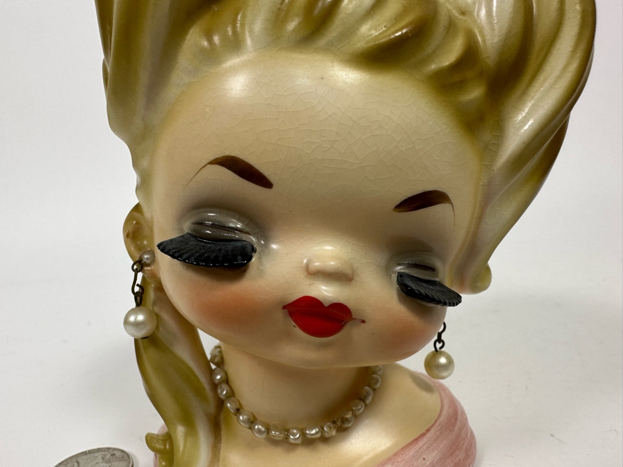Vintage Head Vase With Pearls 5.5H [Photo 4]