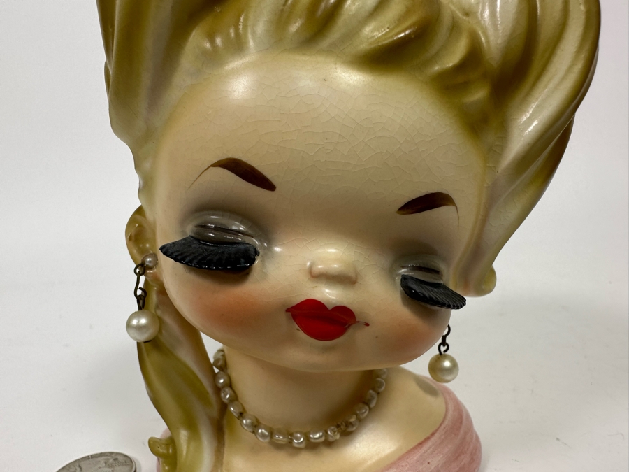 Vintage Head Vase With Pearls 5.5H [Photo 5]