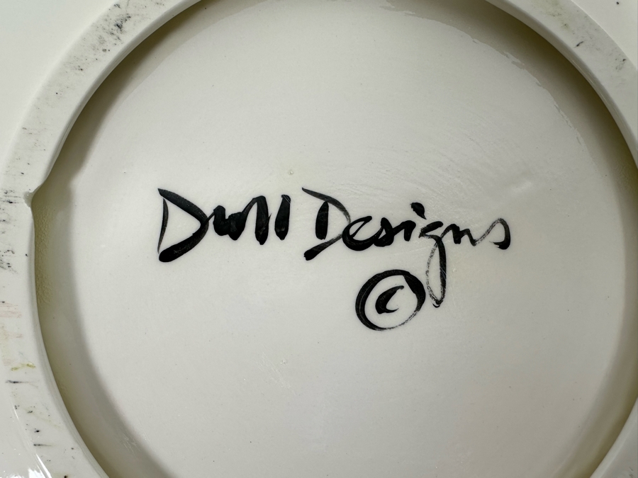 Droll Designs Large 17” Round Banana Fruit Pattern Glazed Signed Pottery Platter [Photo 9]