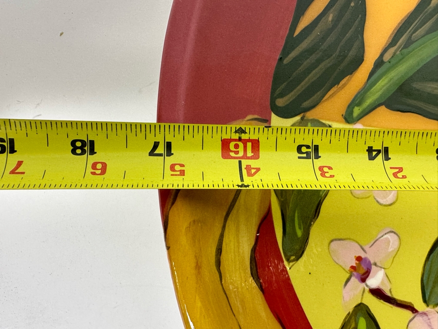 Droll Designs Large 17” Round Banana Fruit Pattern Glazed Signed Pottery Platter [Photo 10]