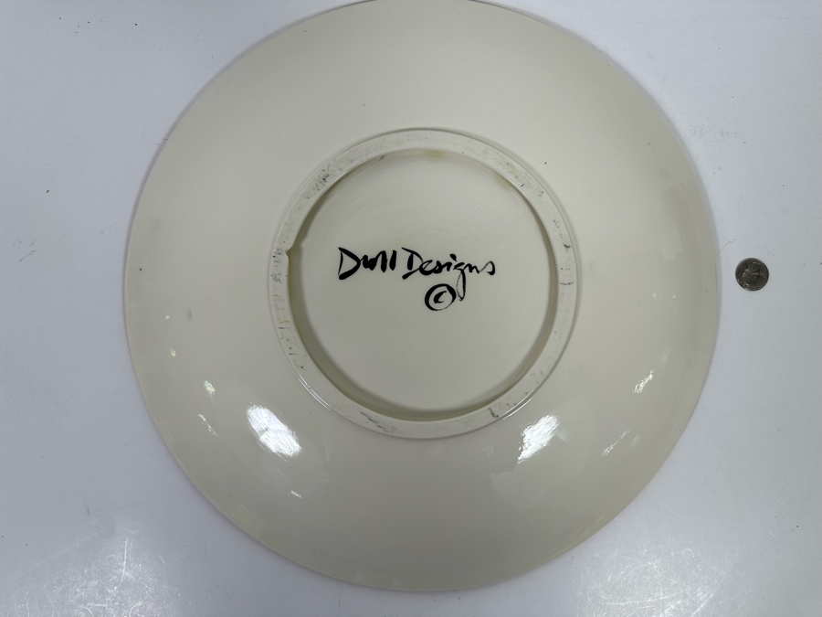 Droll Designs Large 17” Round Banana Fruit Pattern Glazed Signed Pottery Platter [Photo 8]