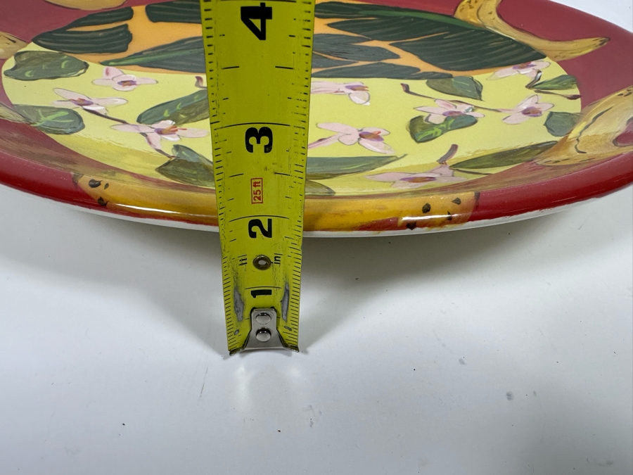 Droll Designs Large 17” Round Banana Fruit Pattern Glazed Signed Pottery Platter [Photo 11]